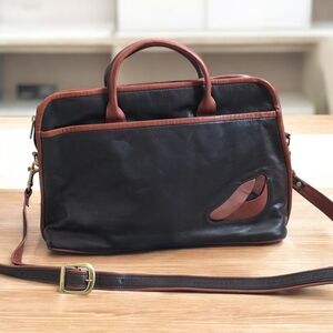 Mowen Leather Design Vintage Leather Briefcase, Travel Bag, Copley, Ohio